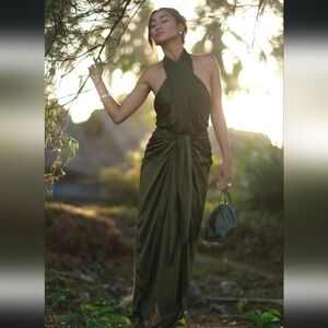 Olive Green Halter Dress
